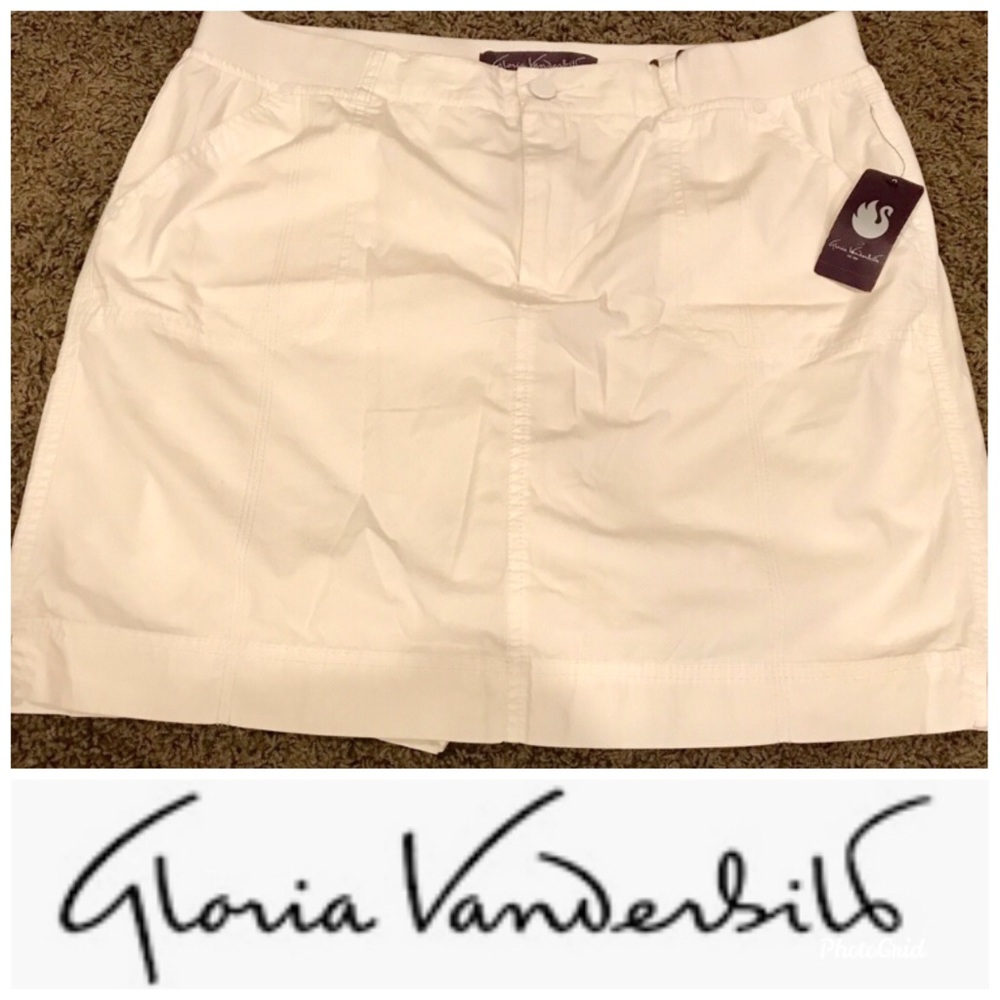 New Gloria Vanderbilt white cotton skirt